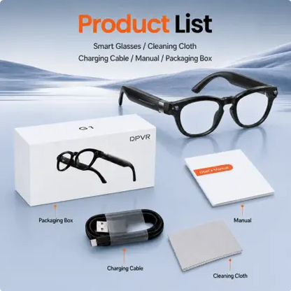 DPVR G1 Smart AI Glasses - Wearable Smart Glasses with 141-Language Translation, Smart Image Recognition, 1080P Offline Video Recording for Everyday Moments, Photochromic Lenses, Never Miss a Great Moment Again Camera BT, Ideal Father